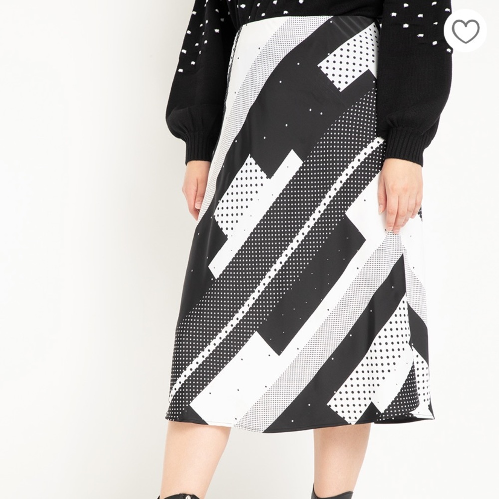Eloquii Black White Print Midi Skirt Size 20